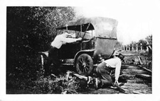 Postcard: RPPC Unknown Men Working on Old Car, 1920's B&W Photo picture