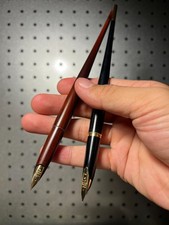 2 discontinued Pilot long desk pens,huge nibs&unique wood grain,DPN200/DPM100 picture