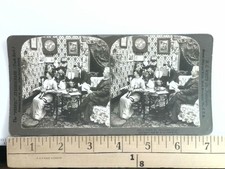 Why Doesn't He Go? Stereoview H.C. White Co. 1908 Victorian Parlor picture