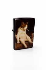 Funny Smoking Cat Lighter – Refillable Windproof Vintage Style Metal Lighter picture