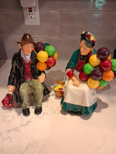 Vintage Royal Doulton Balloon Man HN1954 & Old Balloon Seller HN1315 Pair - Mint picture