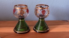 Music Box Wine Goblets Vintage German Roemer Rhinestone Grapes Gold 6