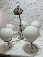 McM Chrome Opaline Sciolari Style Chandelier 5 Globe Space Age Atomic Sputnik picture
