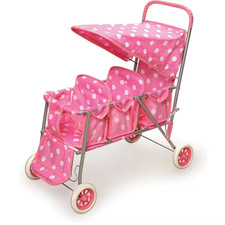 Badger Basket Triple Doll Stroller - Polka Dots picture