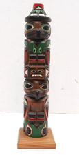 VTG Northwest Coast Carved Totem Pole Signed Barb Williams 13