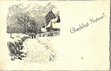 Vintage 1900-1919 Danish Christmas Glædeligt Nytår Lithograph Postcard picture
