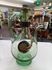 Vintage Italian Green Glass Wine Decanter With Built-In Ice Chamber picture