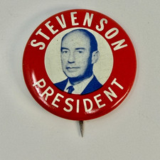Vintage Adlai Stevenson US Presidential Campaign Pin Button 1955-56 picture