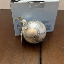 Vintage BEAUTIFUL SILVER Glass Ornament from Lauschaer Glaskugelhaus picture