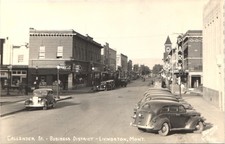 CALLENDER STREET livingston mt. real photo postcard rppc. montana downtown picture