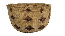 Antique Native American Twined Basket Bowl Geometric Design 5.5” As Is picture