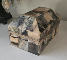 Vintage Tessellated Horn Trinket Box With Brass Trim picture