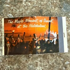 Vintage Halekulani Hotel Waikiki Hawaii Matchbook Full Sunset Hawaiian Tiki picture