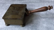 Park Sherman Brass Crumb Catcher Silent Butler Opera Ashtray Wooden Handle VTG picture