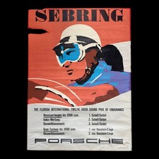 Vintage Porsche Sebring 12 Hours Poster Erich Strenger Germany 23x31.5 Rare picture