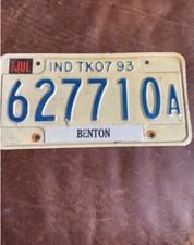 1993 Indiana Truck License Plate.  Benton County.  Tag # 627710 A TK07 🛻 picture