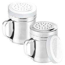 2Pcs Metal Salt Pepper Dredge Shakers, Stainless Steel Pepper Shaker Seasoning picture