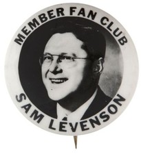 “MEMBER FAN CLUB – SAM LEVENSON” EARLY TV COMEDIAN / HOST CLUB BUTTON. picture