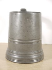 Vintage Glass Bottom Pewter Tankard Signed SYMC Boxing Tournament 1942 Hampden picture
