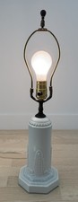 Vtg 1930s Art Deco White Ceramic Skyscraper Boudoir/Desk Table Lamp Base ONLY. picture
