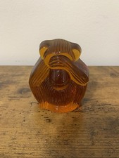 VTG VIKING ART GLASS MONKEY APE SEE NO EVIL PAPERWEIGHT WITH VIKING STICKER picture