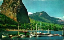 Beacon Rock Boat Docks Camas Washington WA UNP Chrome Postcard G5 picture
