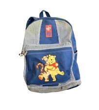 Vintage 1990s Winnie The Pooh Tigger Denim Stripe Backpack Blue Hugging picture