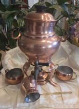 Antique 1914 Manning Bowman & Co. Copper Percolator/Samovar Coffee Pot Set picture