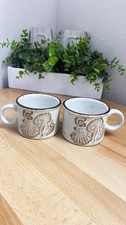 Midwinter Stonehenge Seascape Mugs Cups Stoneware Set/2 Speckled Glaze Coastal picture