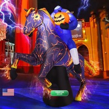 COMIN 69468 6FT Long Headless Horseman Halloween Inflatable Yard Decor LED picture