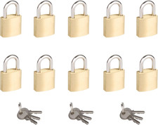 10Pack Small Brass Padlocks Keyed Alike, Mini Locks for Luggage/Backpacks/Diary picture