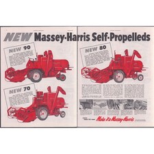 1952 Massey-Harris Self-Propelled Combine 90 80 70 Vtg Print Ad 2 Page Spread picture
