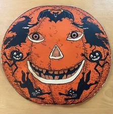 Antique Vintage Halloween JOL Lantern ONE SIDE 1930 - 1931 Beistle. 12”x 11” picture