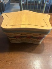 Longaberger 2001 Lg Shining Star 5pc Set Basket 2 Prot, Lid  & Liner  EUC GREEN picture