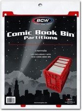 3 BCW RED Partitions Pack Short Long Comic Book Bin Regular Not Graded 1-CBP-RED picture
