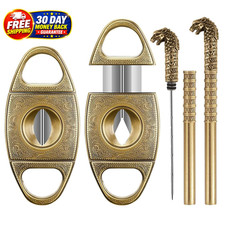 V-Cut Cigar Cutter Guillotine Precision Cigar Draw Enhancer Tool Needle & Sharp picture