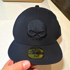 Harley-Davidson New Era 59FIFTY Fitted Hat Black Skull Logo Size 7 1/2 picture