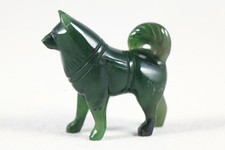 Vintage Canadian Nephrite Green Jade Husky Dog Hand Carved Figurine Sculpture picture