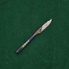 Vintage Ottoman Or Turkish Sodalite Gold Damascened Calligraphy Knife Dagger  picture