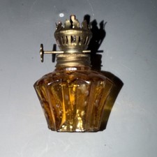 Antique Miniature Amber Glass Oil Lamp without globe picture
