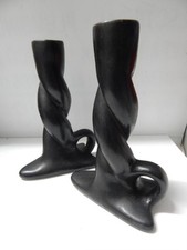 VINTAGE ANTIQUE SAN ILDEFONSO PUEBLO INDIAN POTTERY CANDLE STICKS PAIR POT picture