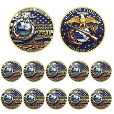 10PCS Semper Fidelis 250th Anniversary Gold Coin US Marine Corps Souvenir Medal picture