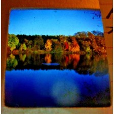 Vintage 1953 Stereo Realist Slide Fall Colors Water White Plains NY 3D Photo picture