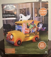 6.1 FT TALL GEMMY HAUNTED GHOUL BUS Animated Airblown LED Lighted Inflatable  picture