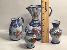 Blue Floral Hand Painted Vestal Pottery ~Made in Portugal~ #’s 750 437 555 & 428 picture