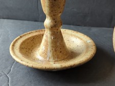 Signed Studio Pottery Stoneware Speckled Candlesticks Jud 84 Set Of 2 Taper  picture