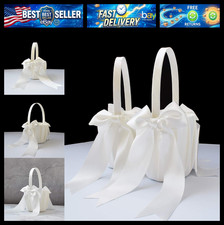 ATAILOVE 2 PCS Flower Girl Baskets Set- Cute Cherish Wedding Flower Baskets (Ivo picture