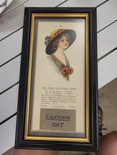 Vintage Calendar 1917 The Essex National Bank, Framed R. Ford Harper illustrator picture