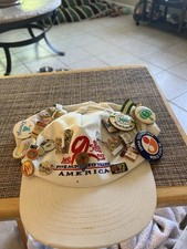1492-1992 Five hundred Years America Hat With Many Lapel Pins And Buttons picture