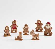 Pottery Barn Handcrafted Ceramic Gingerbread Village People - Set of 7 picture